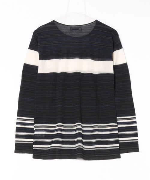 WHITE LINE（ホワイトライン）の「【8】【WHITE LINE（ホワイトライン）】ニットボーダークルーネック（ニット/セーター・メンズ・ブラウン/ブラック・46）」の3枚目の写真