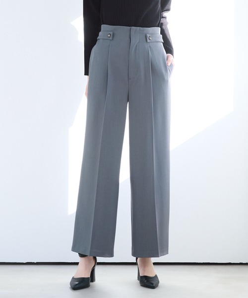 Andemiu（アンデミュウ）の「サイドボタンセミワイドパンツ325579（スラックス・レディース・グレイッシュベージュ/グレー/ネイビー・SMALL/MEDIUM）」の2枚目の写真
