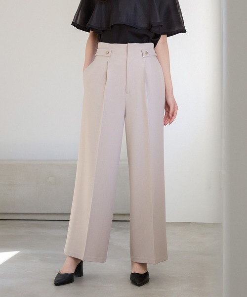 Andemiu（アンデミュウ）の「サイドボタンセミワイドパンツ325579（スラックス・レディース・グレイッシュベージュ/グレー/ネイビー・SMALL/MEDIUM）」の3枚目の写真