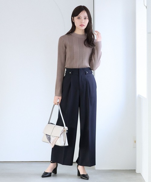 セール】サイドボタンセミワイドパンツ325579（スラックス）｜Andemiu