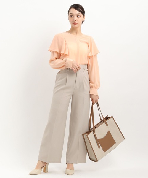 Andemiu（アンデミュウ）の「サイドボタンセミワイドパンツ325579（スラックス・レディース・グレイッシュベージュ/グレー/ネイビー・SMALL/MEDIUM）」の20枚目の写真