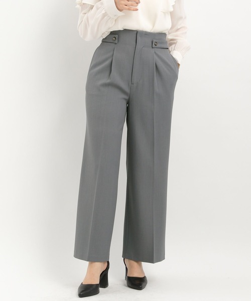 セール】サイドボタンセミワイドパンツ325579（スラックス）｜Andemiu