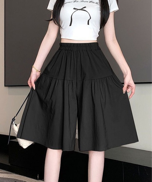 BLANC FICELLE(ブランフィセル)の「切替 キュロットスカート(スカート・レディース・ベージュ/キャメル/ブラック・M/L/XL/XX-LARGE)」の5枚目の写真