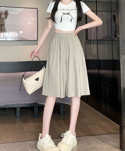 BLANC FICELLE(ブランフィセル)の「切替 キュロットスカート(スカート・レディース・ベージュ/キャメル/ブラック・M/L/XL/XX-LARGE)」の13枚目の写真