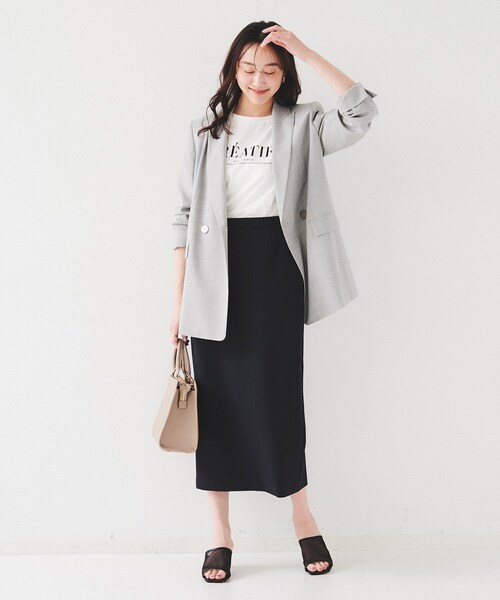 UNTITLED（アンタイトル）の「【後ろウエストゴム/洗える】ストレッチ ナロースカート（スカート・レディース・ナチュラル/ネイビー/ブラック/チャコールグレー・03/00/01/02/04/44/46/48/50/42）」の20枚目の写真