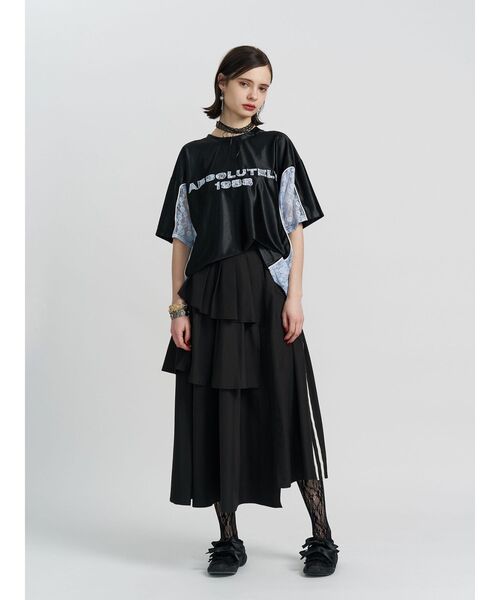 jouetie(ジュエティ)の「レースナンバリングルーズトップス 夏服(Tシャツ/カットソー・レディース・ブラック/オフホワイト/レッド・MEDIUM)」の9枚目の写真