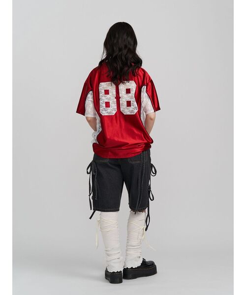 jouetie(ジュエティ)の「レースナンバリングルーズトップス 夏服(Tシャツ/カットソー・レディース・ブラック/オフホワイト/レッド・MEDIUM)」の12枚目の写真