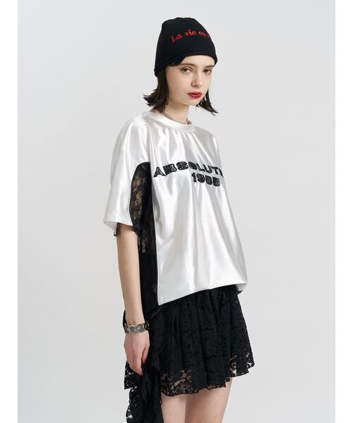 jouetie(ジュエティ)の「レースナンバリングルーズトップス 夏服(Tシャツ/カットソー・レディース・ブラック/オフホワイト/レッド・MEDIUM)」の15枚目の写真