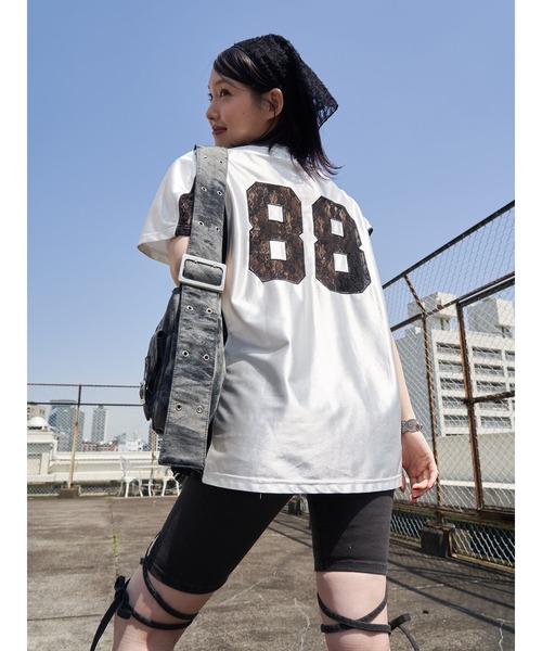 tシャツ 「ZOZO限定商品」レーススリーブトップス レディース adidas（アディダス）の「【ZOZO限定】クロップド レース トリム