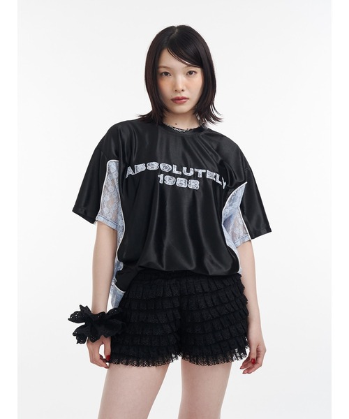 jouetie(ジュエティ)の「レースナンバリングルーズトップス 夏服(Tシャツ/カットソー・レディース・ブラック/オフホワイト/レッド・MEDIUM)」の19枚目の写真