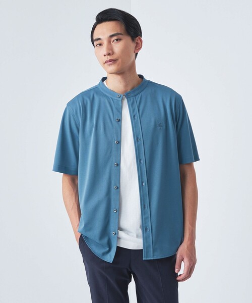 BROOKS BROTHERS(ブルックスブラザーズ)の「【別注】<Brooks Brothers>GLR カノコ バンドカラー 半袖 シャツ(シャツ/ブラウス・メンズ・ライトグレー/コバルトブルー/ブラック・M/L)」の1枚目の写真