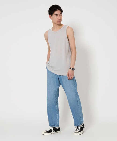 green label relaxing（グリーンレーベルリラクシング）の「ドライ ワッフル タンクトップ -吸水速乾-（タンクトップ・メンズ・ダークグレー/ライトグレー/ホワイト・M/L/S/XL）」の21枚目の写真