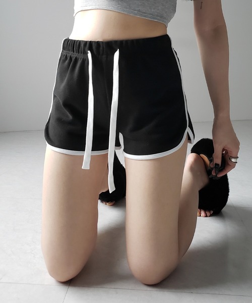 3color 】サイドラインパイピングスウェットショートパンツ