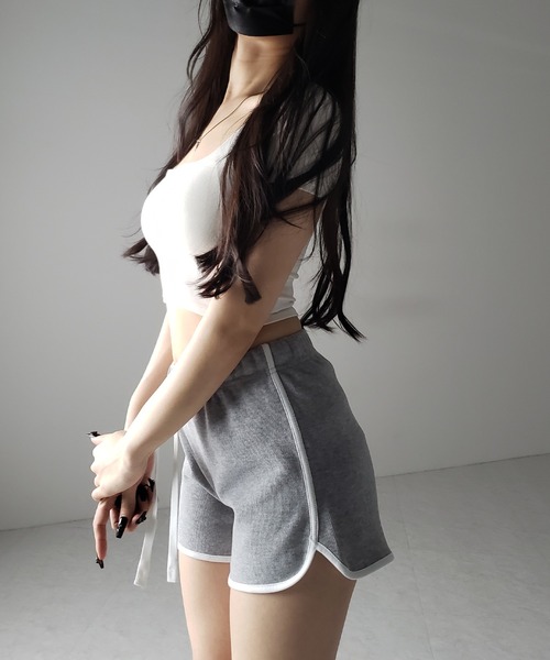 パンツ aclent Side line short pants セール】Side Line Ribbon Short Pants / サイドラインリボン