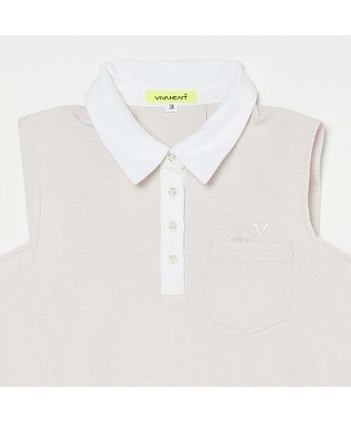 VIVA HEART（ビバハート）の「【VIVA HEART/GOLF】ワッフル Aラインワンピース（ワンピース・レディース・ネイビー/ライトベージュ・40/38）」の7枚目の写真