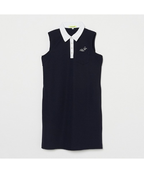 VIVA HEART（ビバハート）の「【VIVA HEART/GOLF】ワッフル Aラインワンピース（ワンピース・レディース・ネイビー/ライトベージュ・40/38）」の3枚目の写真