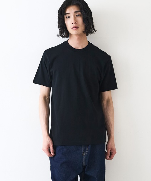 HANES(ヘインズ)の「【HANES/ヘインズ】【7.0oz 超厚手】KURO 先染めブラック クルーネックTシャツ 透けない・タフ(Tシャツ/カットソー・メンズ・ブラック・LARGE/SMALL/MEDIUM/X-LARGE)」の1枚目の写真
