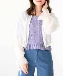 2025春夏新作 チュール袖リボンブルゾン