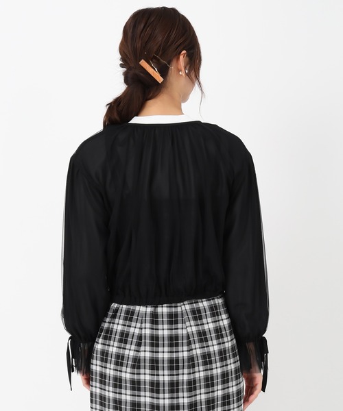 MISCH MASCH（ミッシュマッシュ）の「2025春夏新作 チュール袖リボンブルゾン（ブルゾン・レディース・ブラック/ホワイト・ﾌﾘ-）」の15枚目の写真