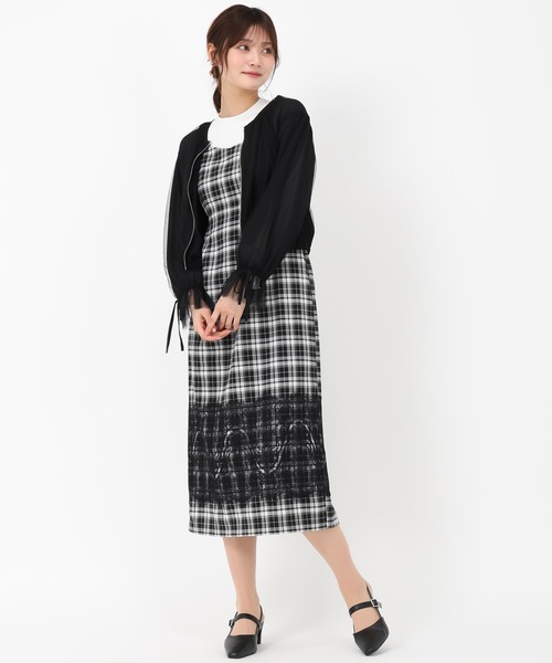 MISCH MASCH（ミッシュマッシュ）の「2025春夏新作 チュール袖リボンブルゾン（ブルゾン・レディース・ブラック/ホワイト・ﾌﾘ-）」の9枚目の写真