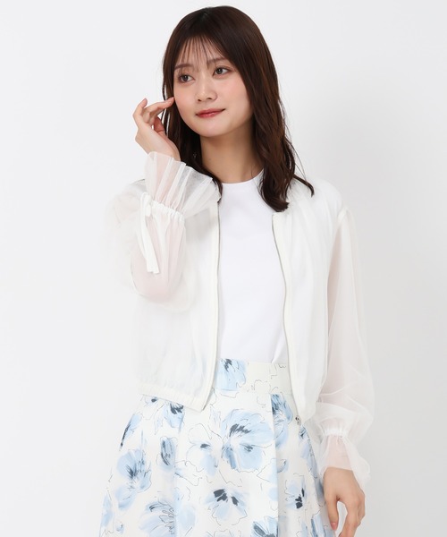 MISCH MASCH（ミッシュマッシュ）の「2025春夏新作 チュール袖リボンブルゾン（ブルゾン・レディース・ブラック/ホワイト・ﾌﾘ-）」の17枚目の写真