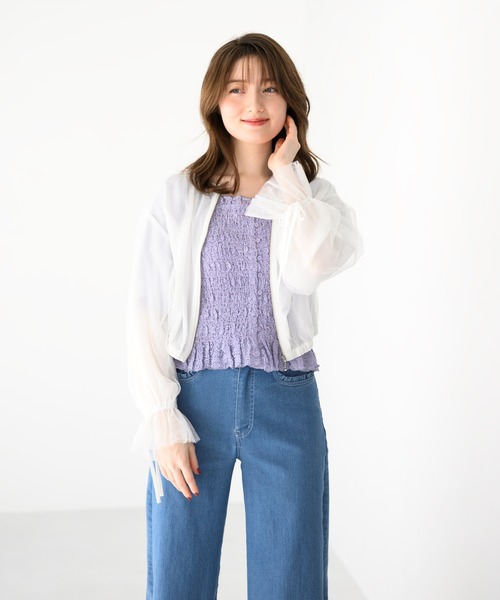 MISCH MASCH（ミッシュマッシュ）の「2025春夏新作 チュール袖リボンブルゾン（ブルゾン・レディース・ブラック/ホワイト・ﾌﾘ-）」の20枚目の写真