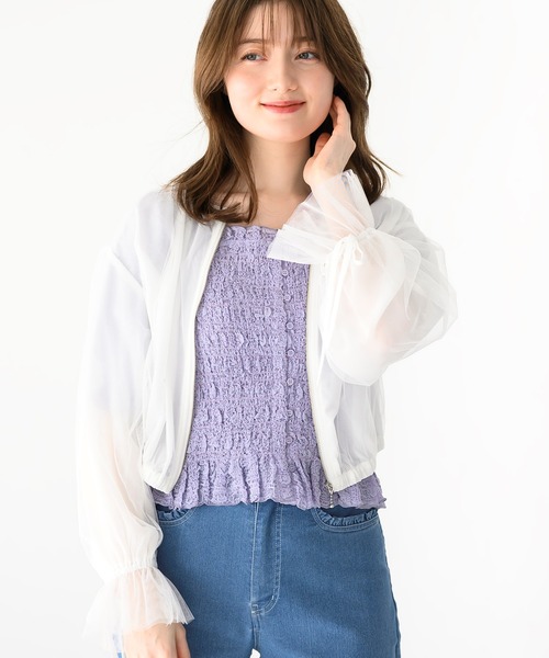 MISCH MASCH（ミッシュマッシュ）の「2025春夏新作 チュール袖リボンブルゾン（ブルゾン・レディース・ブラック/ホワイト・ﾌﾘ-）」の21枚目の写真