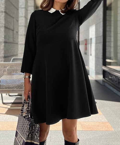 ST.ROONEY(セントルーニー)の「クレリックミニワンピース【低身長・小柄女性向け】(ワンピース・レディース・ブラック・XS)」の1枚目の写真