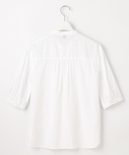 J.PRESS(ジェイプレス)の「【洗える】セルロースカラミストライプ バンドカラー ブラウス(シャツ/ブラウス・レディース・ホワイト系・T13/T15)」の5枚目の写真