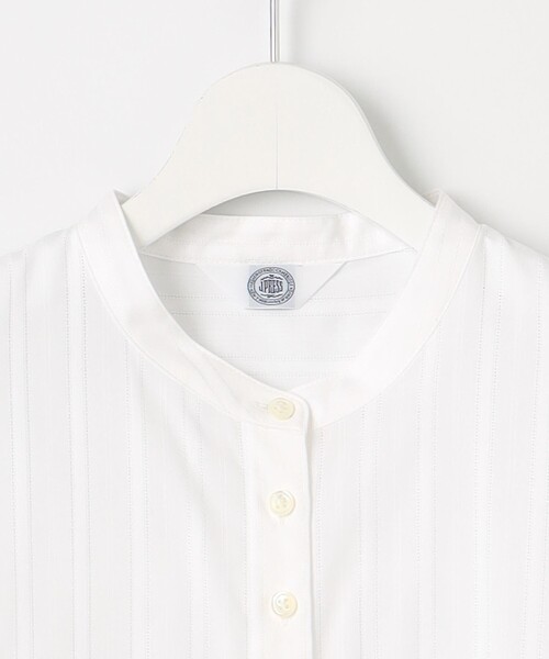 J.PRESS(ジェイプレス)の「【洗える】セルロースカラミストライプ バンドカラー ブラウス(シャツ/ブラウス・レディース・ホワイト系・T13/T15)」の6枚目の写真