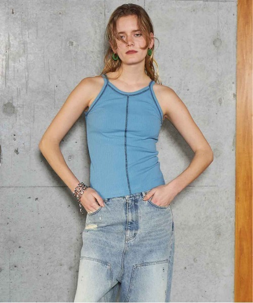 MAISON SPECIAL（メゾンスペシャル）の「Cup In American Sleeve Tank Top/カップインアメスリタンクトップ（タンクトップ・レディース・ブラック/チャコールグレー/ブルー/ホワイト/レッド・FREE）」の8枚目の写真
