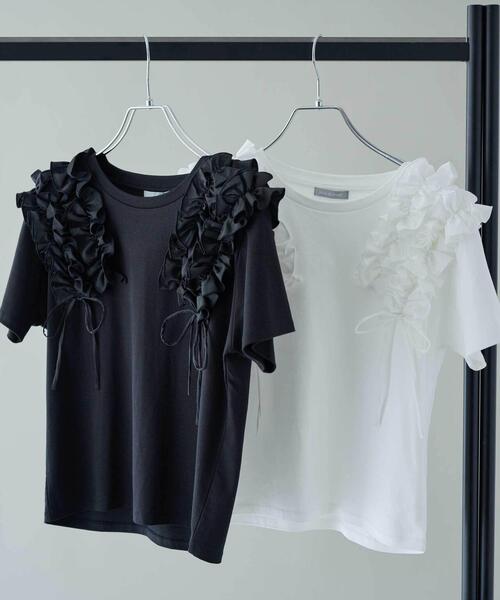 JILL by JILL STUART(ジルバイジルスチュアート)の「◇ボリュームフリルTシャツ(Tシャツ/カットソー・レディース・ホワイト/ブラック・FREE)」の3枚目の写真