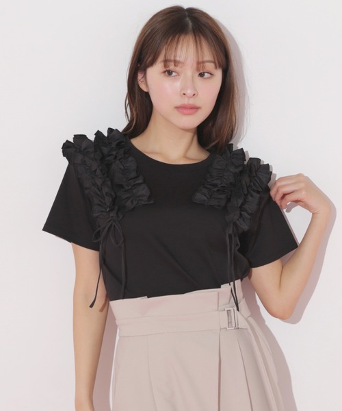 JILL by JILL STUART(ジルバイジルスチュアート)の「◇ボリュームフリルTシャツ(Tシャツ/カットソー・レディース・ホワイト/ブラック・FREE)」の2枚目の写真