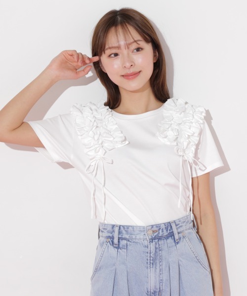 JILL by JILL STUART(ジルバイジルスチュアート)の「◇ボリュームフリルTシャツ(Tシャツ/カットソー・レディース・ホワイト/ブラック・FREE)」の17枚目の写真