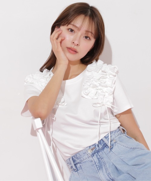 JILL by JILL STUART(ジルバイジルスチュアート)の「◇ボリュームフリルTシャツ(Tシャツ/カットソー・レディース・ホワイト/ブラック・FREE)」の20枚目の写真