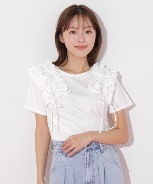JILL by JILL STUART(ジルバイジルスチュアート)の「◇ボリュームフリルTシャツ(Tシャツ/カットソー・レディース・ホワイト/ブラック・FREE)」の18枚目の写真
