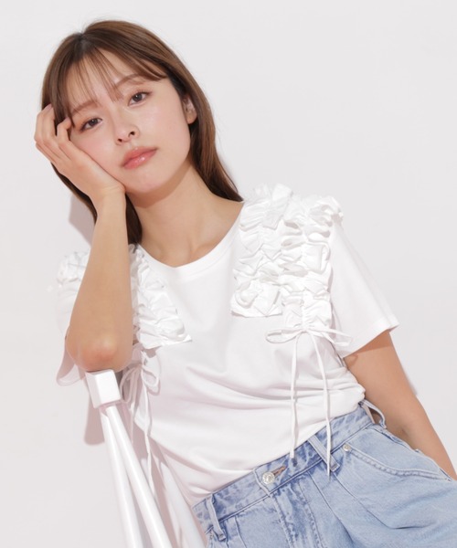 JILL by JILL STUART(ジルバイジルスチュアート)の「◇ボリュームフリルTシャツ(Tシャツ/カットソー・レディース・ホワイト/ブラック・FREE)」の19枚目の写真
