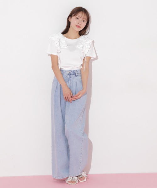 JILL by JILL STUART(ジルバイジルスチュアート)の「◇ボリュームフリルTシャツ(Tシャツ/カットソー・レディース・ホワイト/ブラック・FREE)」の14枚目の写真