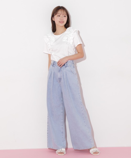 JILL by JILL STUART(ジルバイジルスチュアート)の「◇ボリュームフリルTシャツ(Tシャツ/カットソー・レディース・ホワイト/ブラック・FREE)」の13枚目の写真