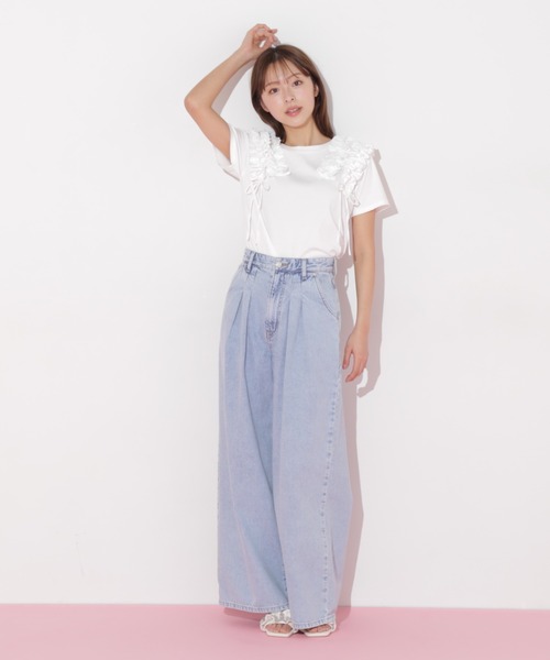 JILL by JILL STUART(ジルバイジルスチュアート)の「◇ボリュームフリルTシャツ(Tシャツ/カットソー・レディース・ホワイト/ブラック・FREE)」の16枚目の写真