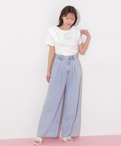 JILL by JILL STUART(ジルバイジルスチュアート)の「◇ボリュームフリルTシャツ(Tシャツ/カットソー・レディース・ホワイト/ブラック・FREE)」の12枚目の写真