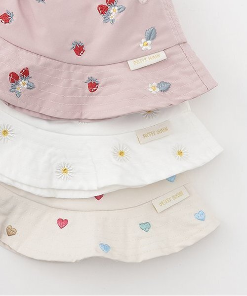 petit main(プティマイン)の「【遮熱】刺しゅうバケットハット(ハット・キッズ・カラフル/ライトピンク/オフホワイト/クリーム/ライトグリーン・48cm/46cm)」の14枚目の写真