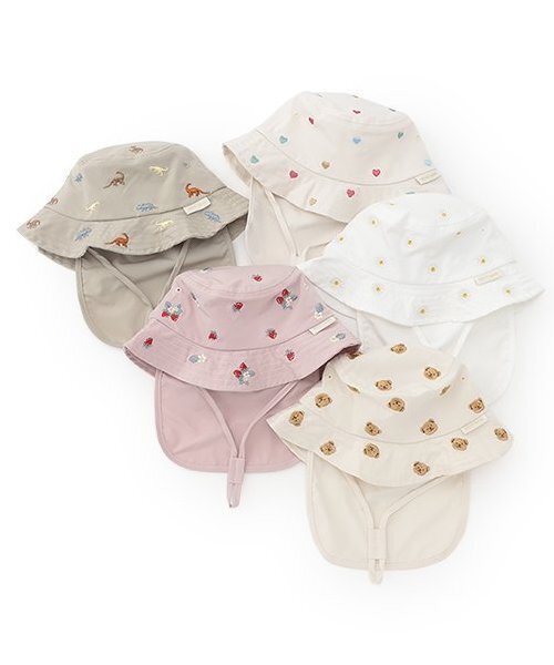 petit main(プティマイン)の「【遮熱】刺しゅうバケットハット(ハット・キッズ・カラフル/ライトピンク/オフホワイト/クリーム/ライトグリーン・48cm/46cm)」の18枚目の写真