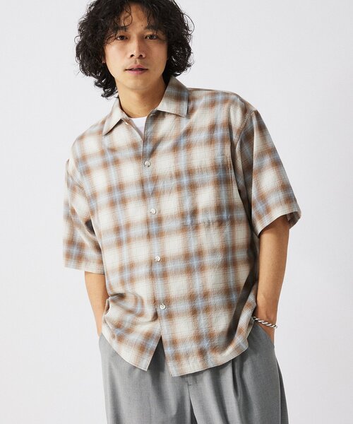 JOURNAL STANDARD relume(ジャーナルスタンダード レリューム)の「T/C ガーゼ オンブレチェック 半袖シャツ(シャツ/ブラウス・メンズ・ネイビー/グレー/サックスブルー/イエロー・MEDIUM/LARGE)」の3枚目の写真