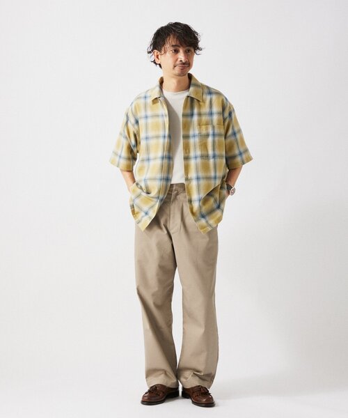 JOURNAL STANDARD relume(ジャーナルスタンダード レリューム)の「T/C ガーゼ オンブレチェック 半袖シャツ(シャツ/ブラウス・メンズ・ネイビー/グレー/サックスブルー/イエロー・MEDIUM/LARGE)」の6枚目の写真