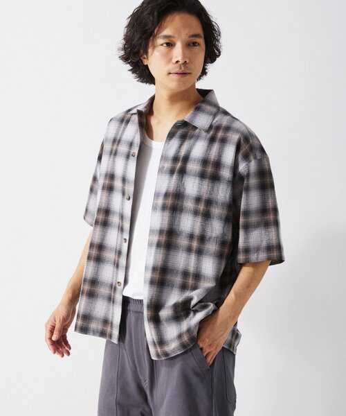 T/C ガーゼ オンブレチェック 半袖シャツ（シャツ/ブラウス