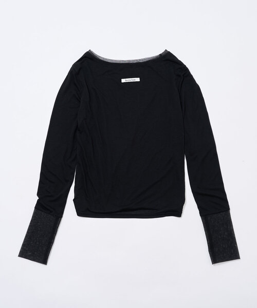 mline（エムライン）の「[mline]チュールレイヤードシアーロングTシャツ（Tシャツ/カットソー・レディース・イエロー/ブラック/オフホワイト・FREE）」の2枚目の写真