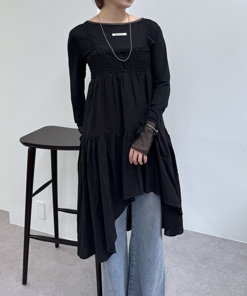 mline（エムライン）の「[mline]チュールレイヤードシアーロングTシャツ（Tシャツ/カットソー・レディース・イエロー/ブラック/オフホワイト・FREE）」の12枚目の写真