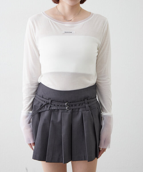 mline（エムライン）の「[mline]チュールレイヤードシアーロングTシャツ（Tシャツ/カットソー・レディース・イエロー/ブラック/オフホワイト・FREE）」の13枚目の写真