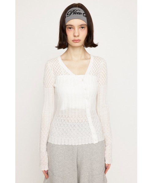 SLY（スライ）の「CROCHET SLANT BUTTON C/D クロシェ スラント ボタン カーディガン（カーディガン/ボレロ・レディース・ブラック/イエロー/ホワイト・FREE）」の7枚目の写真